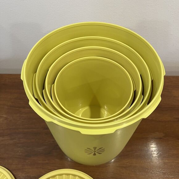 Tupperware Servalier Nesting Canister Set Yellow Set of 4 With Lids - Picture 6 of 11